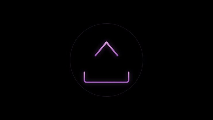 Animated Upload Icon Glowing on Black Background
