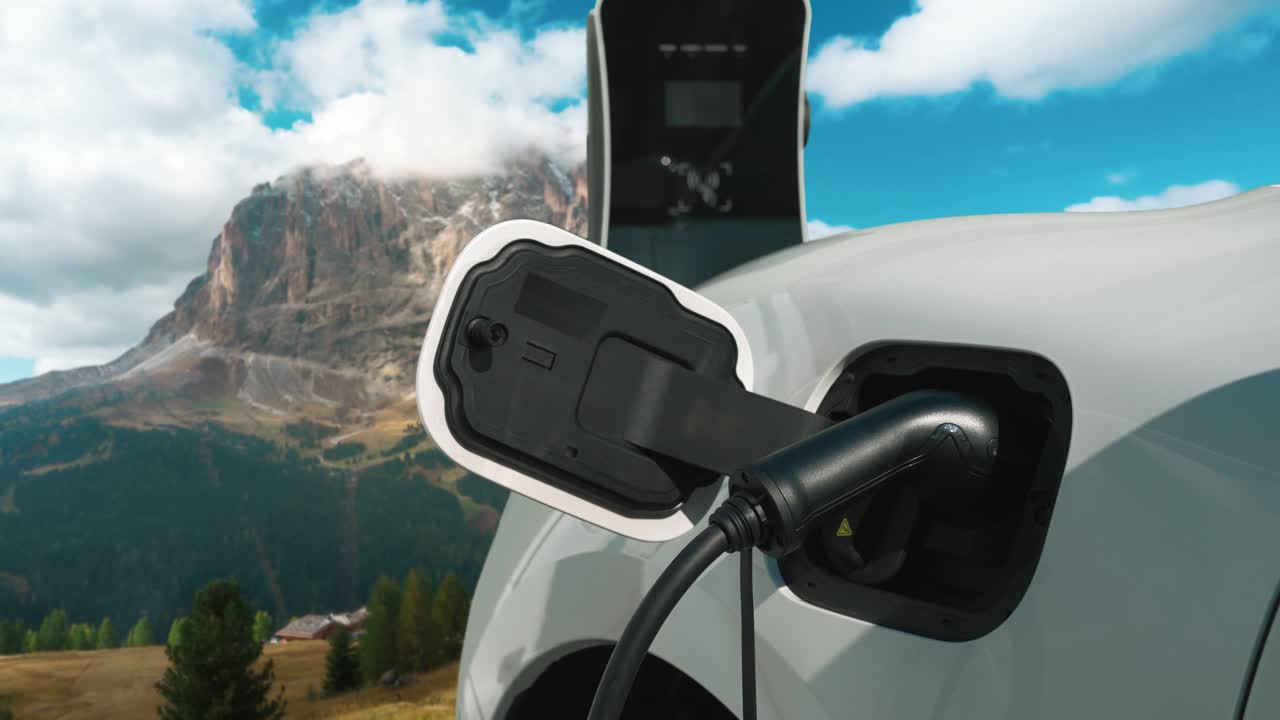 concepto progresivo de automóvil eléctrico impulsado por energía limpia para un medio ambiente limpio