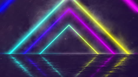 animation of neon shapes and mist on black background