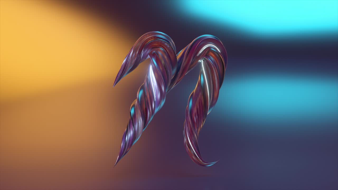 Collection Living Alphabet. Unique twisted letters. Blue orange color. Letter N. 3d animation of seamless loop