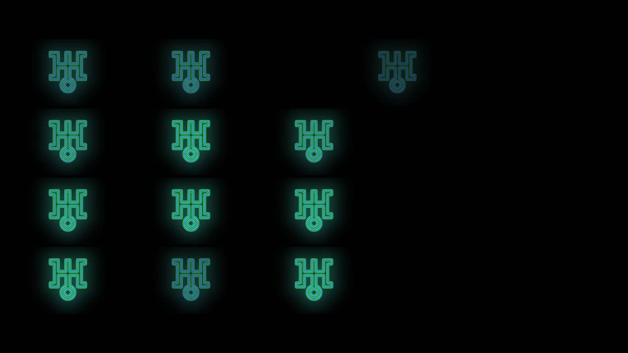 Pulsing Japan icon pattern with neon light in casino style