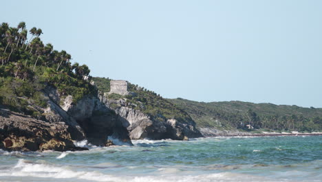 coastline with temple in mexico