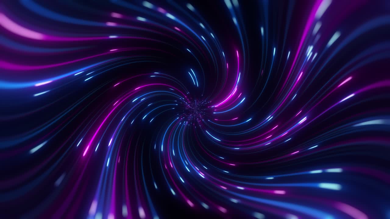 Abstract creative cosmic background. Fast travel, hyper jump into another galaxy. Speed of light, neon glowing rays in motion. Colorful vortex, bright twirl, big bang, falling stars. Seamless loop