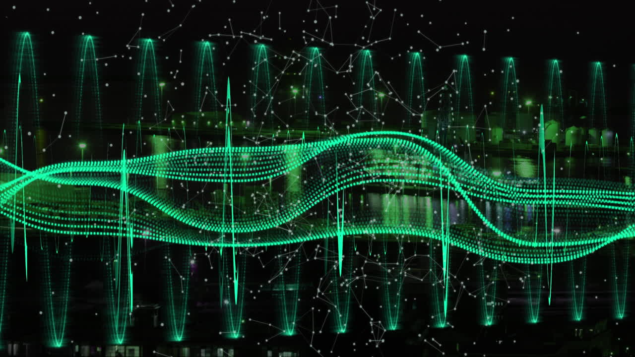 Animation of green waves on black background
