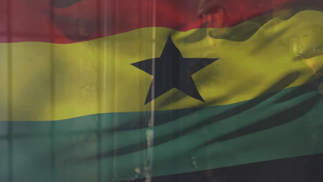 wearing tactical gear, soldier in animation with ghana flag in background