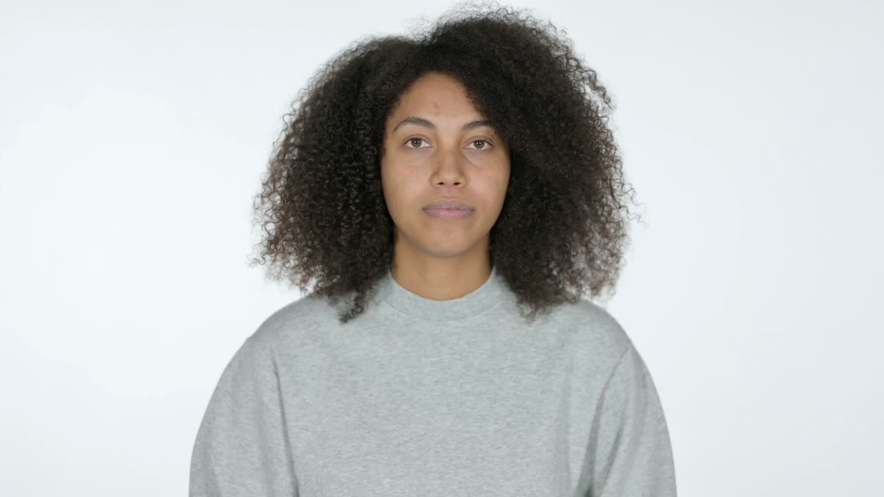 Annoyed Young African Woman Shouting, White Background