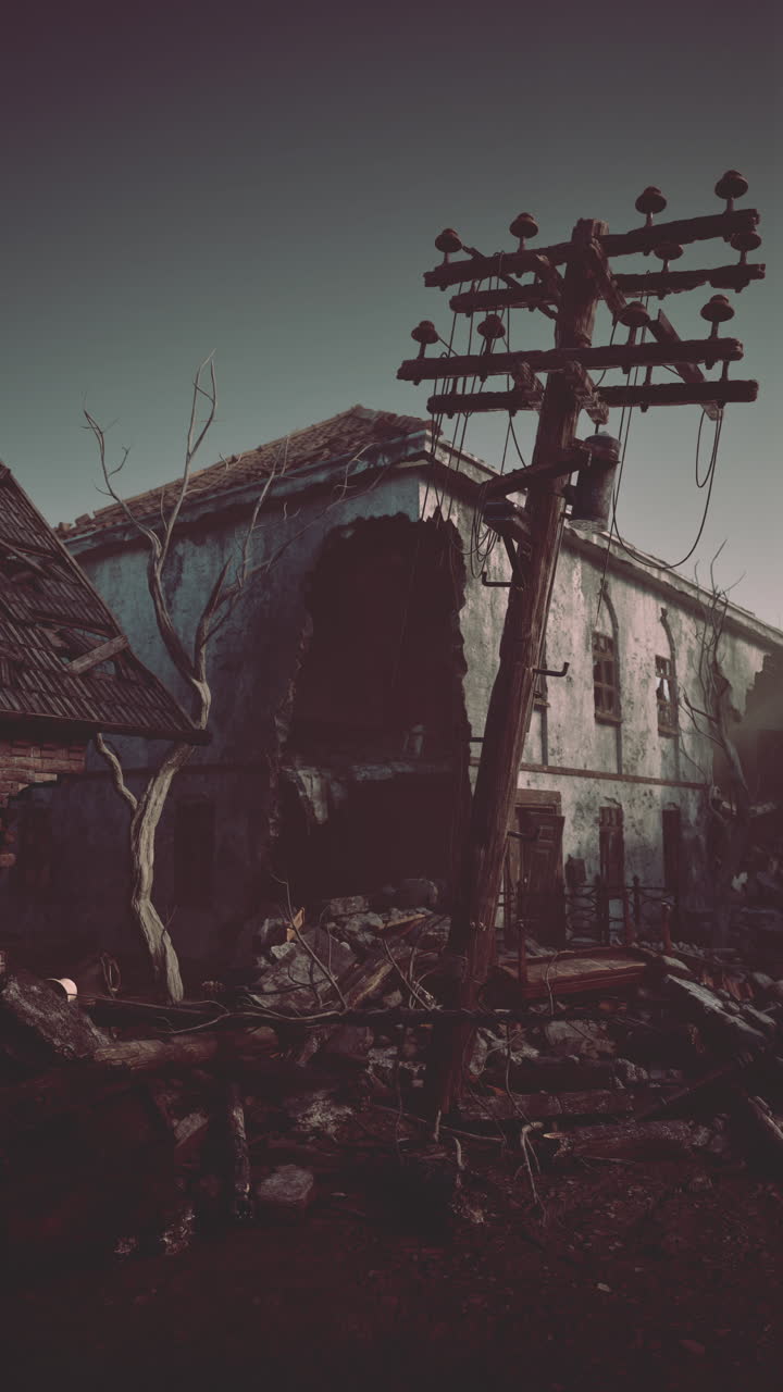 edificios en ruinas en un mundo post-apocalíptico