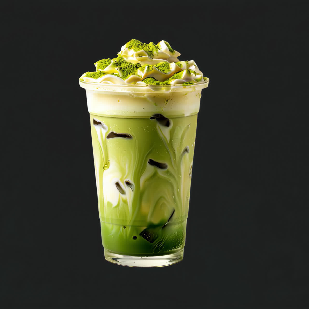 Matcha latte cup animation isolated asset, transparent 4K video, alpha channel, ProRes 4444