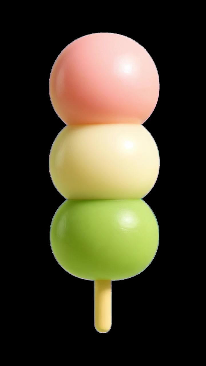 Traditional Japanese Dango with Pink, Yellow, and Green Mochi