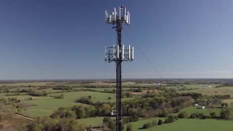 rural cell phone tower in the middle of nowhere with 5g technology updates needed stock video by aerial drone footage 4