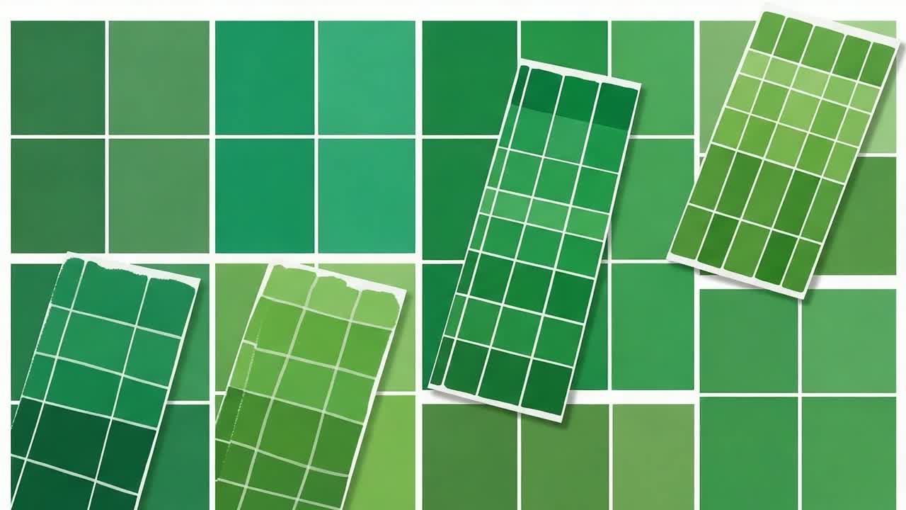 Exploring Shades of Green: A Vibrant Collection of Color Swatches Showcasing the Dynamic Range of Green Hues from Light to Dark in a Seamless Arrangement
