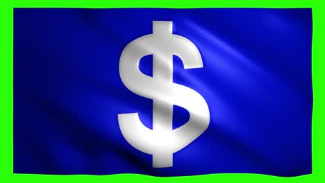 dollar symbol on the flag on green screen for chroma key