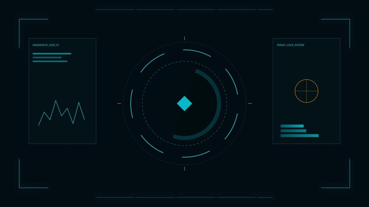 Futuristic Digital HUD Interface with Target Lock System