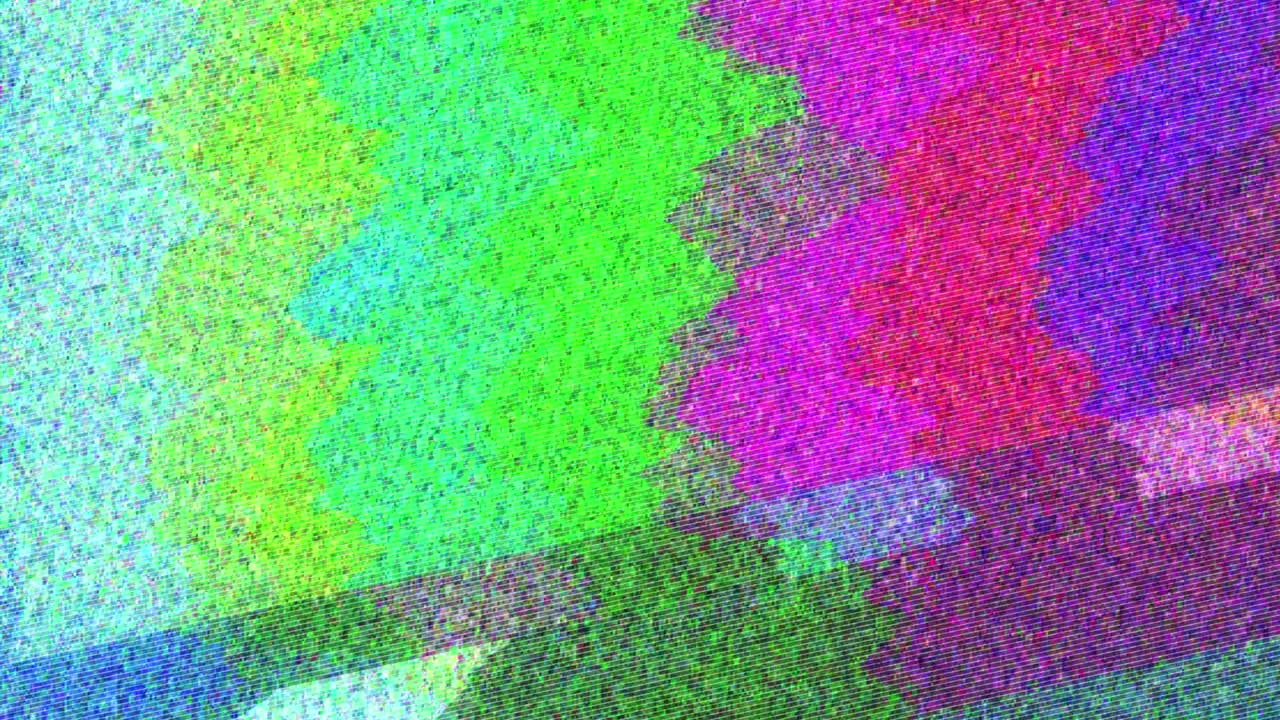 Broken television broadcast, test signal screen with glitch effect