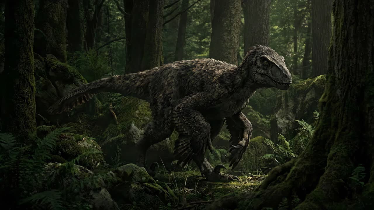 Il dinosauro nella foresta
