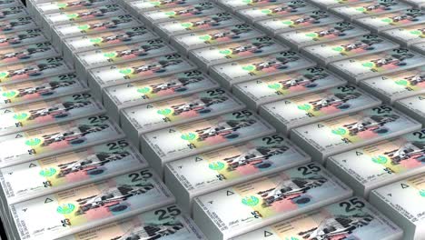 3d animation of el salvador 25 colones banknotes money stack on white background