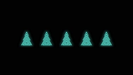 Pulsing geometric green Christmas trees with neon light in casino style