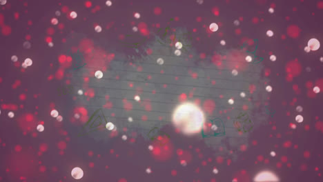 animación de decoración navideña con manchas brillantes blancas y rojas