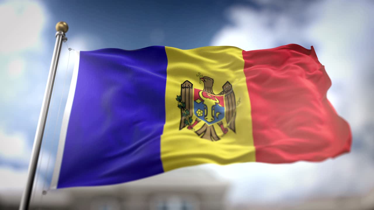 몰도바 발을 흔들고 있는 느린 동작 3d 렌더링 파란 하늘 배경 - 시엄리스 루프 4k