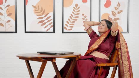indian woman relaxing after work