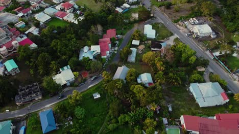 aerial over the colourful town of san ignacio in belize