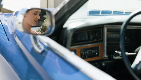 Rearview-mirror-of-a-car