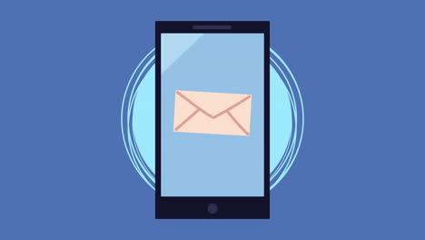 smartphone with envelope mail animation