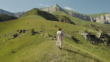 woman hiking in mountains