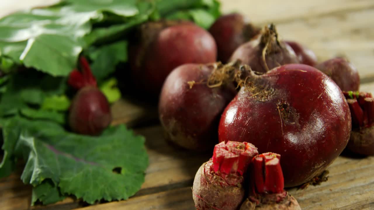 Close-up of kohlrabi on wooden table 4k