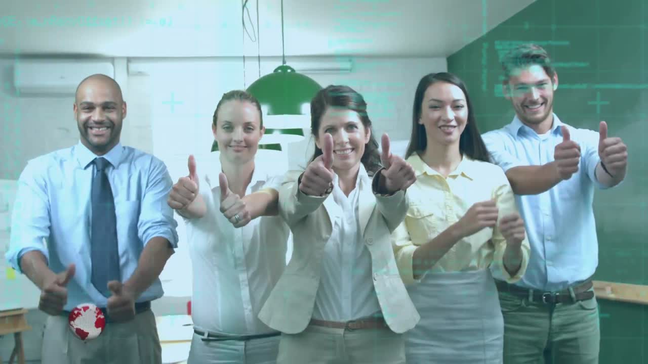 뉴스 스트립의 애니메이션과 다양한 사업가들에 대한 데이터 처리