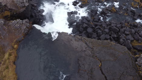aerial view of oxarafoss, beautiful waterfall in iceland