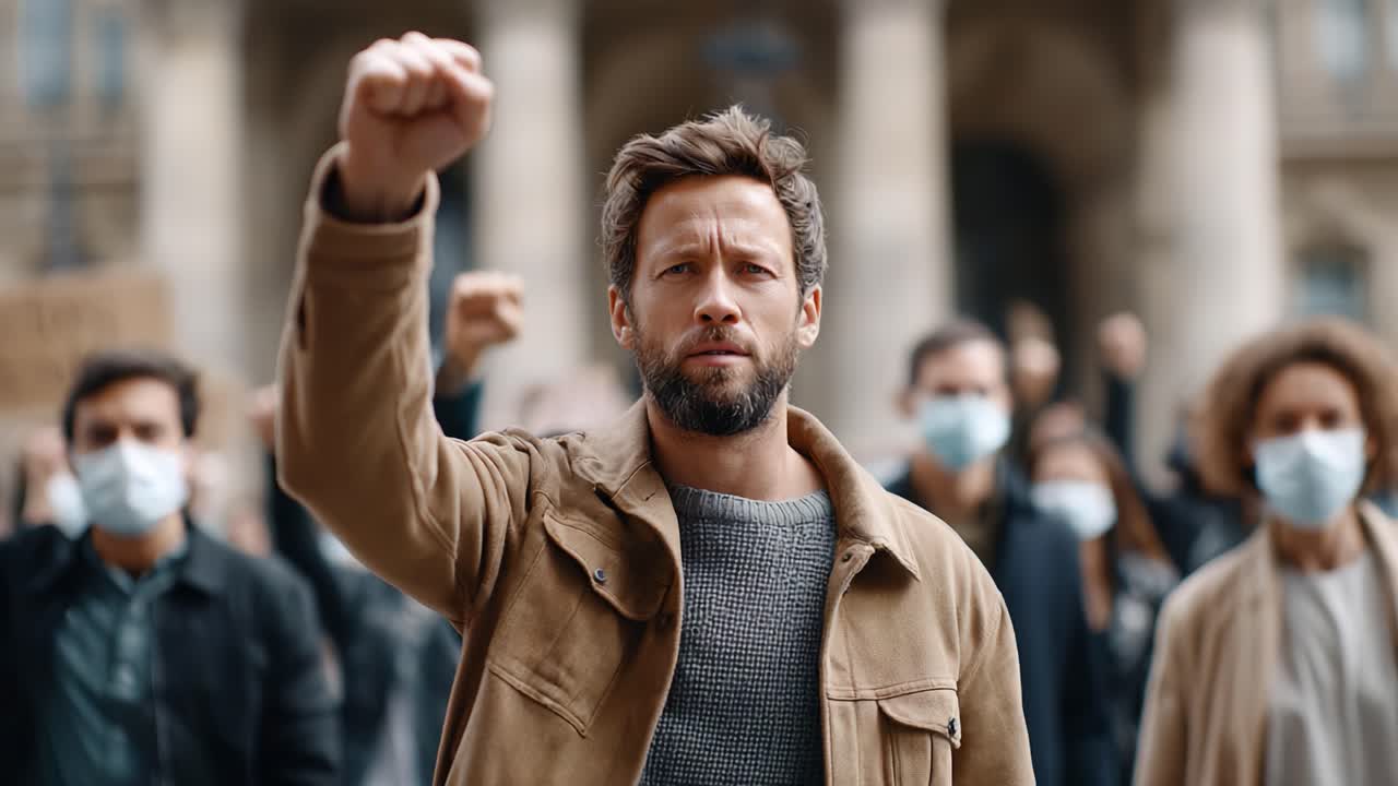 A united front in the fight for justice: activists raise their fists in solidarity, expressing determination and resilience during a powerful demonstration against inequality