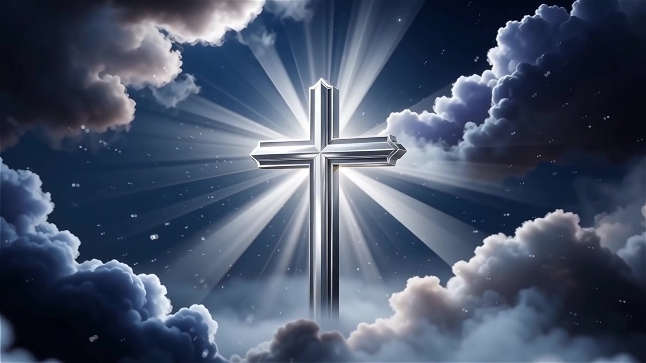Christian Cross Heavenly Light Worship Background