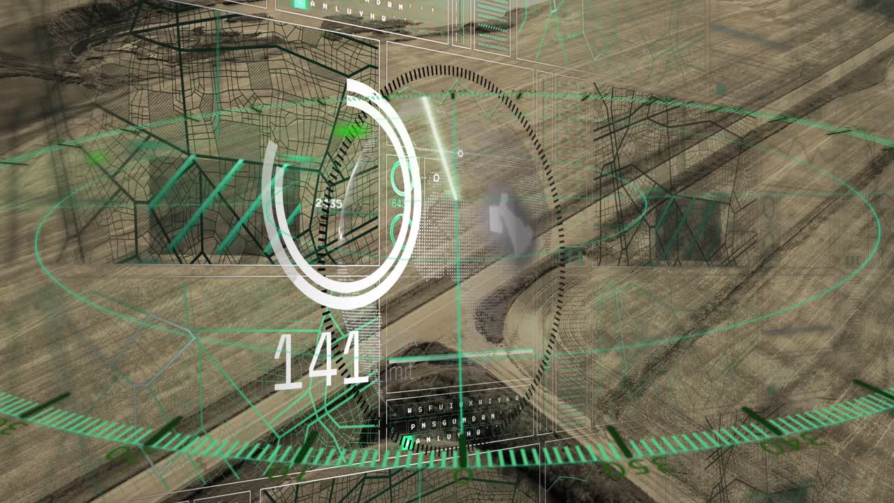 도로 및 풍경에 대한 데이터 처리의 애니메이션