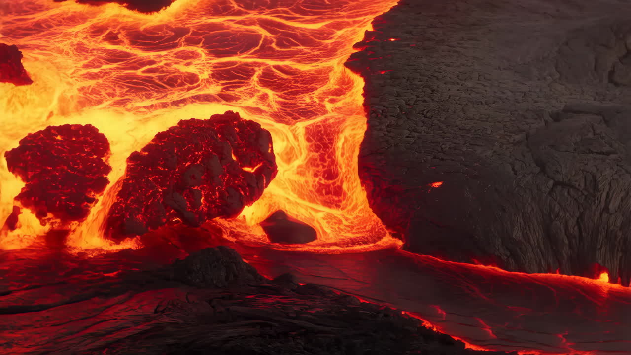 Spettacolare flusso di lava fusa