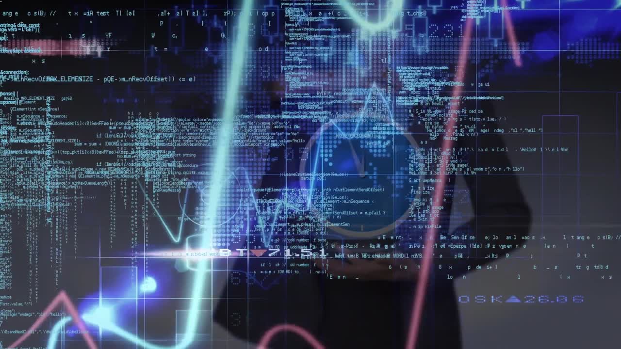 카우카시안 사업가에 대한 데이터 처리 애니메이션