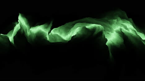 futuristic flowing dramatic green clouds on dark sky