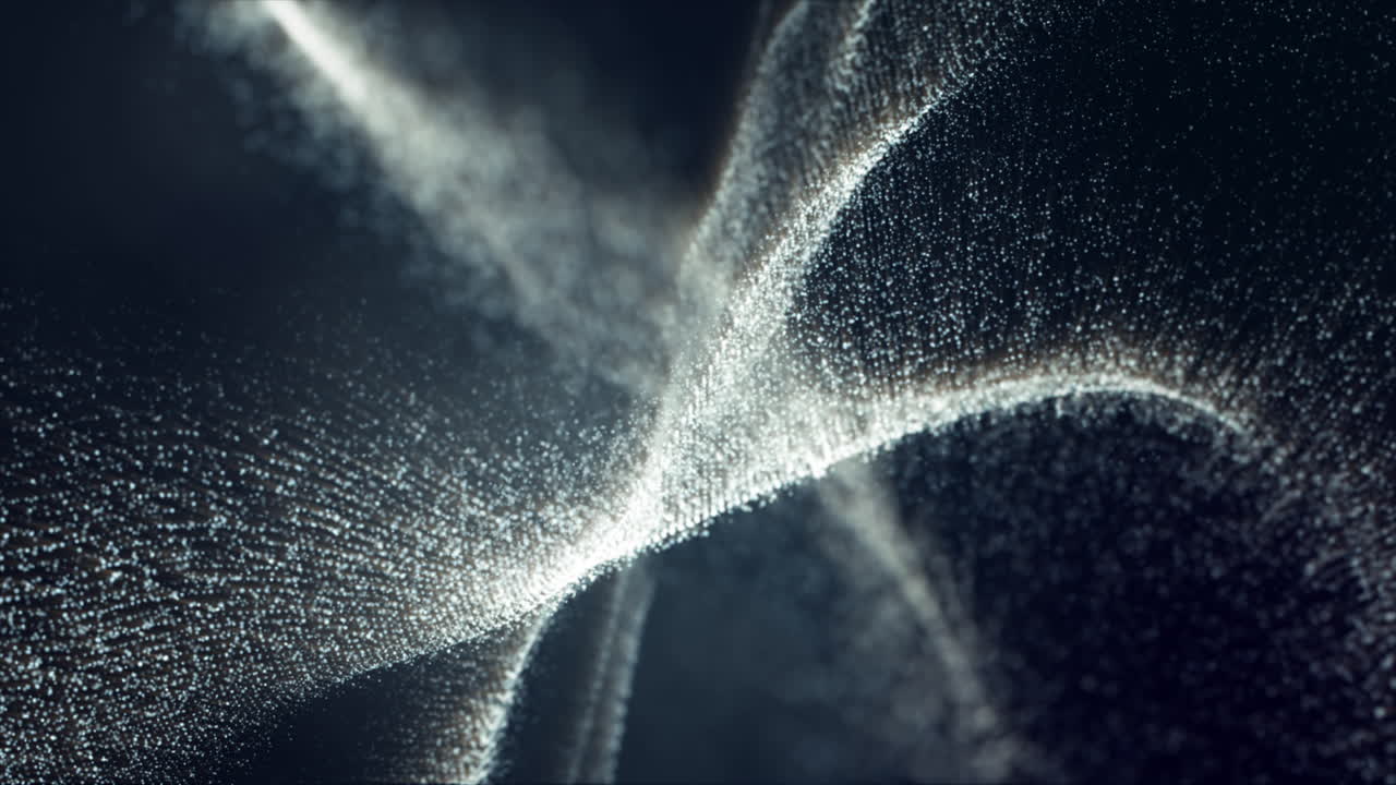 gráfico de movimiento generado digitalmente energía oscura misteriosa y partículas abstractas malvadas que fluyen en el abismo cibernético, fondo de desenfoque tecnológico