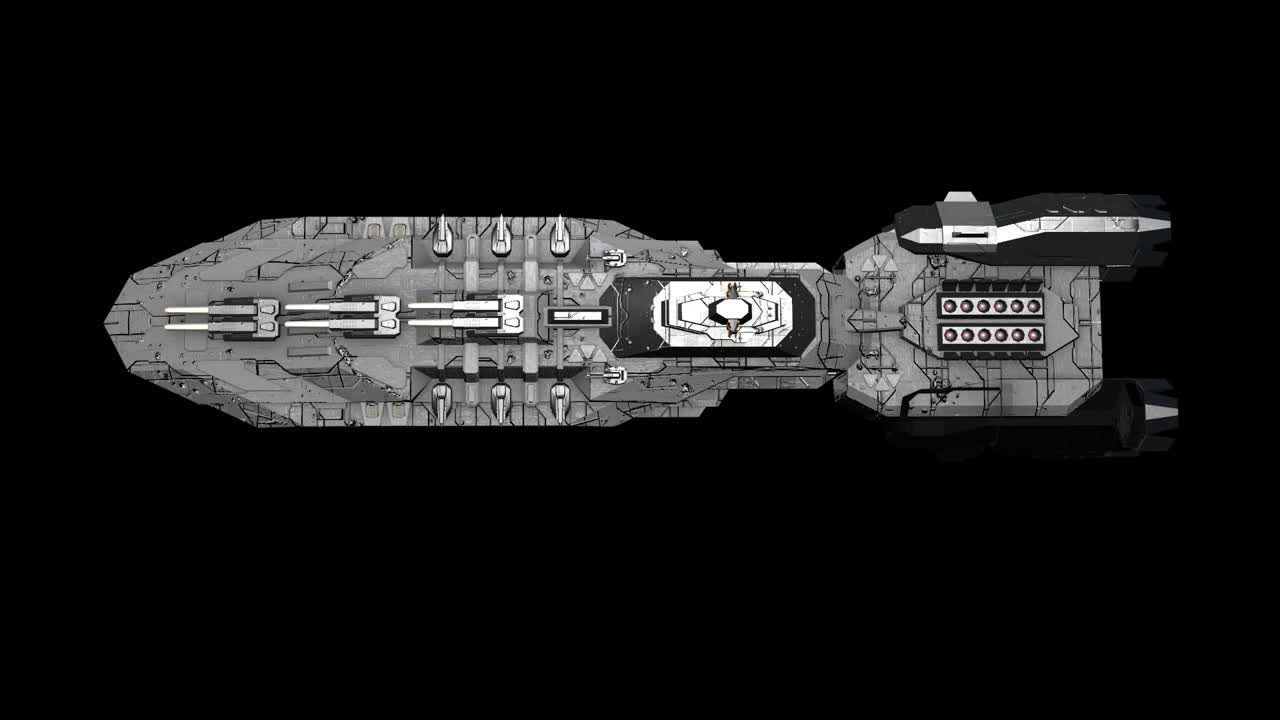 Top-down view of a futuristic spaceship