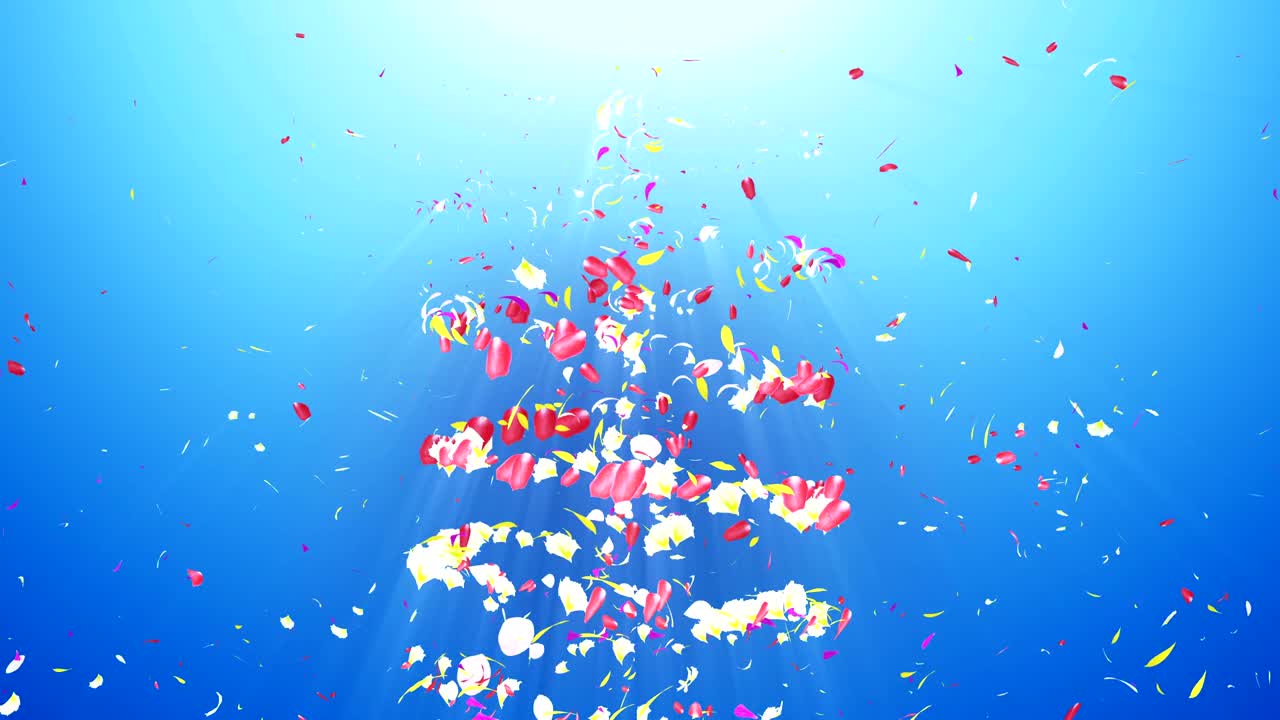 화려한 잎자루, 나선형 반이는 꽃잎, 꽃 모양, 예쁜 춤추는 꽃잎, 회전하는 꽃잎에서 소용돌이, 추상적인 루프 애니메이션.