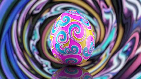 colorido, huevo de pascua 3d con fondo abstracto