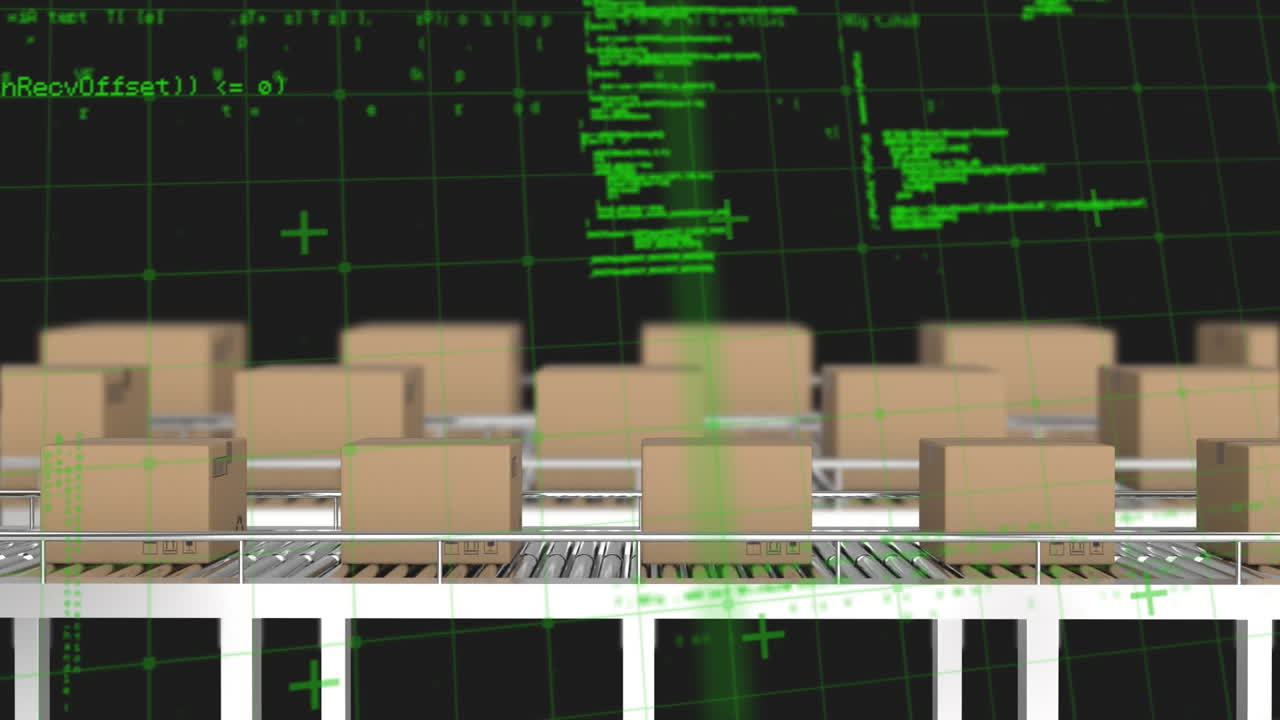 procesamiento de datos a través de la red de red contra múltiples cajas de entrega en la cinta transportadora