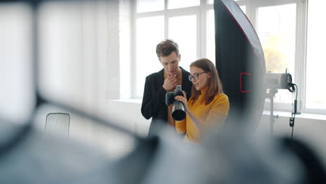 photographer and model in studio