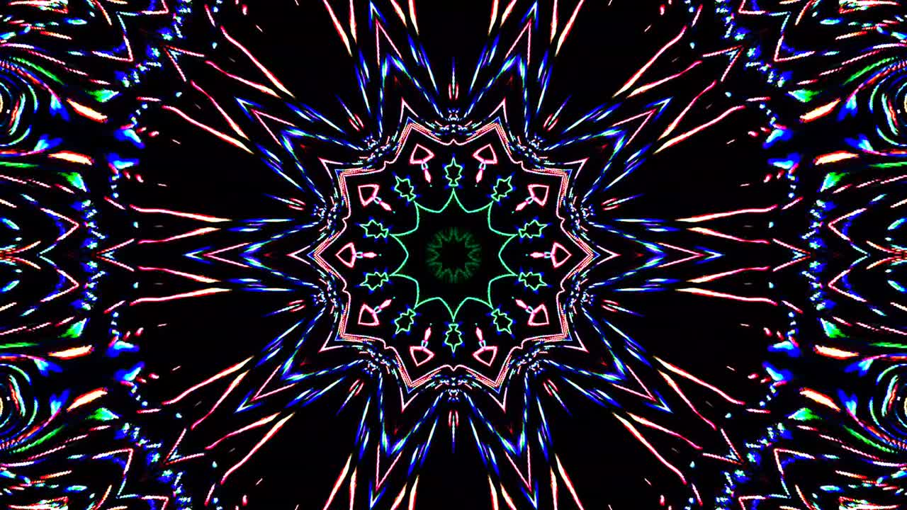 luz abstracta brillante que gobierna el color completo, caleidoscopio, fondo negro