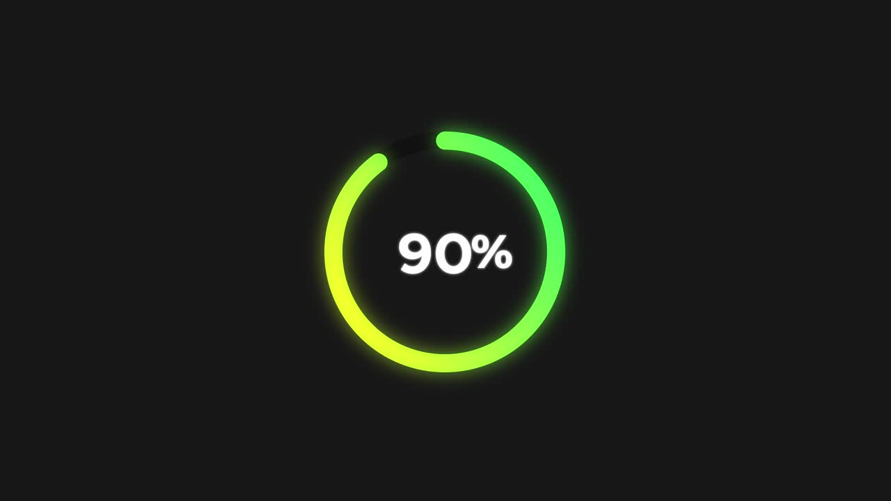 Circle loading page animation color switch on black background 0% to 100