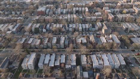 aerial view of homes in humboldt park, chicago. shot on a spring day