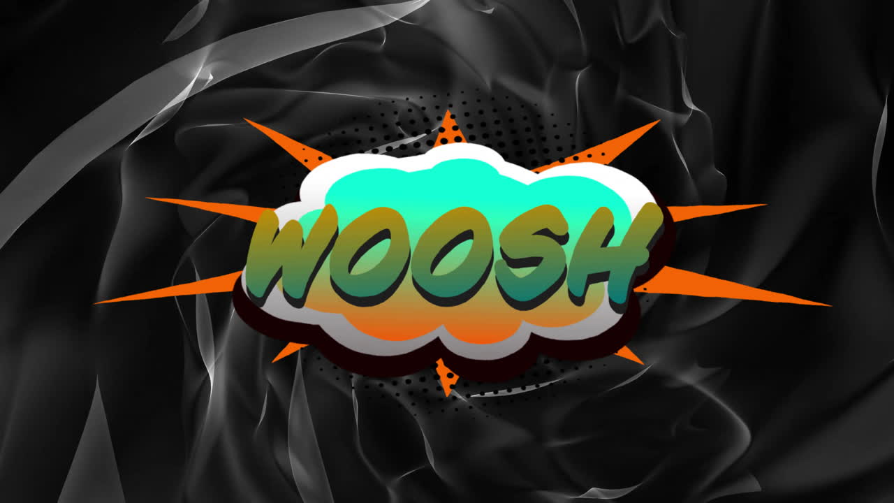 Colorful cloud with orange spikes creating animation on dark abstract background