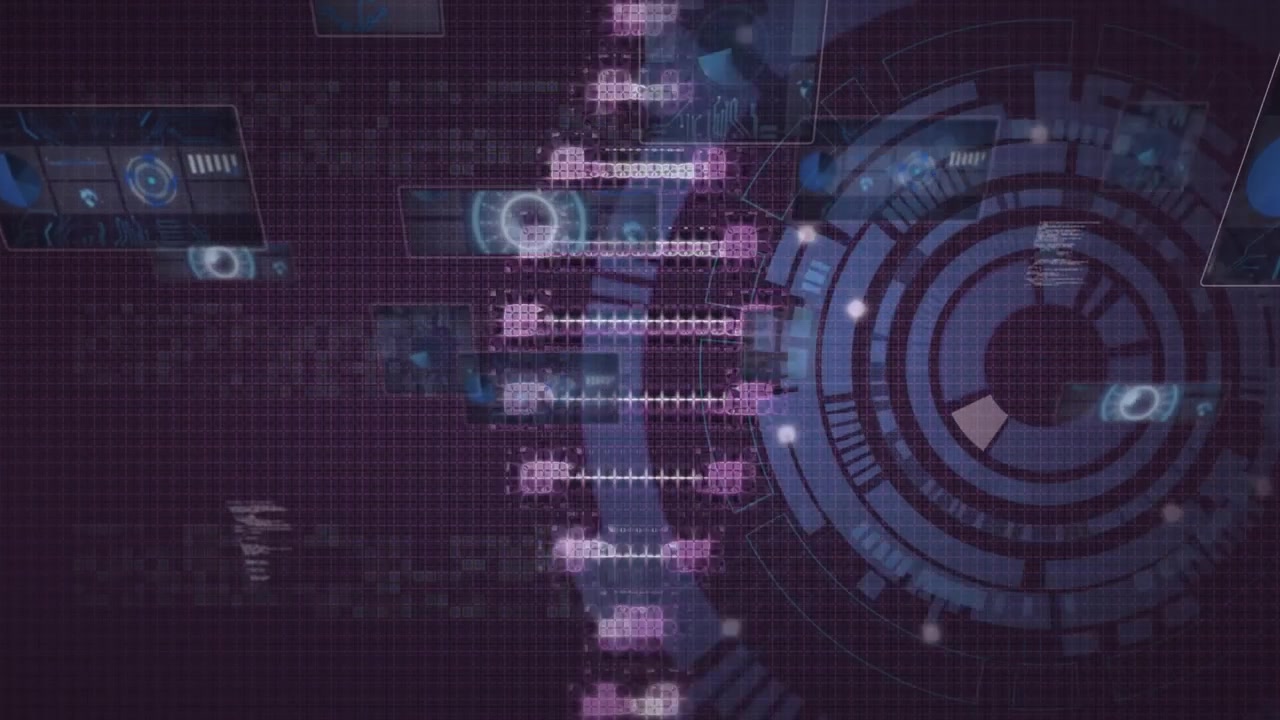 Animated DNA Helix with Futuristic Digital Interface and Data