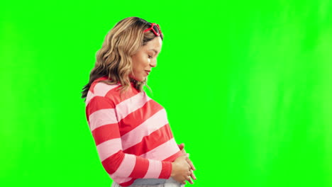 dancing, pregnant stomach and a happy woman