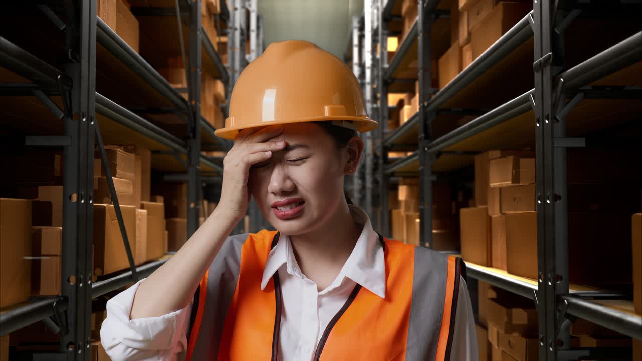 스트레스를 받은 창고 노동자